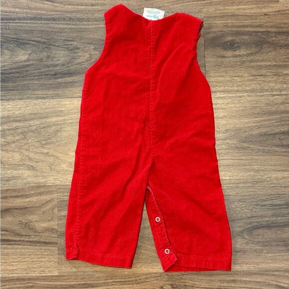 Tiny Tots Overalls Baby 12M Red Corduroy Carousel Horse Vintage Retro Cute - Picture 4 of 4